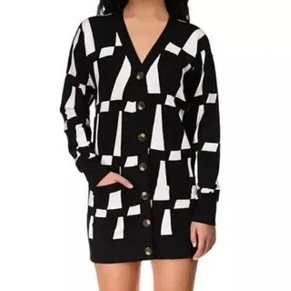 Sanctuary The Mini Cardigan Printed Button Sweater Dress Size S - Picture 1 of 11